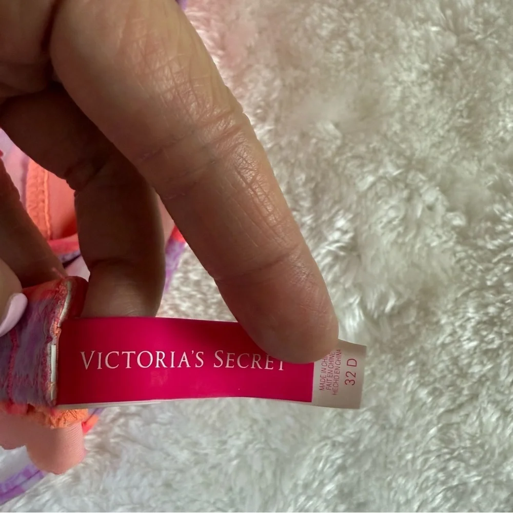 Victoria's Secret Pink and Purple Underwire Swim Top Size 32D
